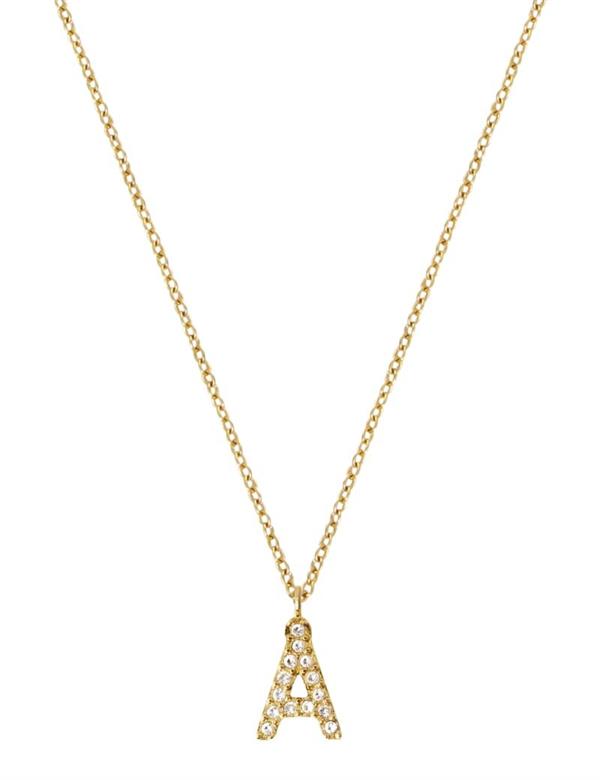 MB0097, Mockberg Stone Letter Å Gold Necklace Halskæde